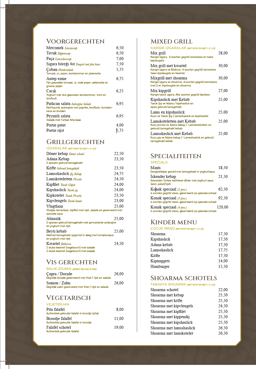 Menu Kaart 2